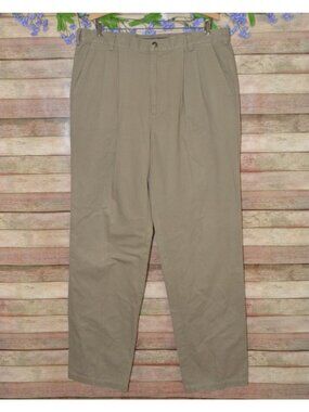 VTG Lucchese Dress Slacks Pants Tall Mens 37 x 34 Khaki Western 100% Cotton